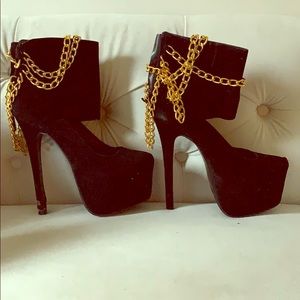 NEW PAIR of black suede stiletto heels